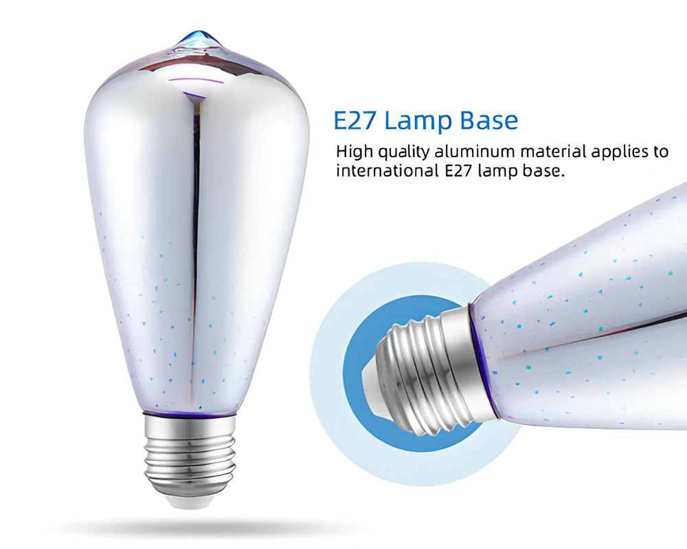 3D Magical Fireworks LED Light Bulb in different sizes, creating a stunning, colorful display in any room