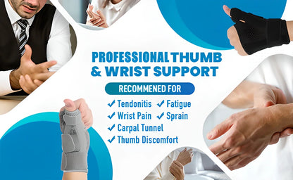 Adjustable wrist and thumb support brace with flexible splint for tendinitis, arthritis, and carpal tunnel relief