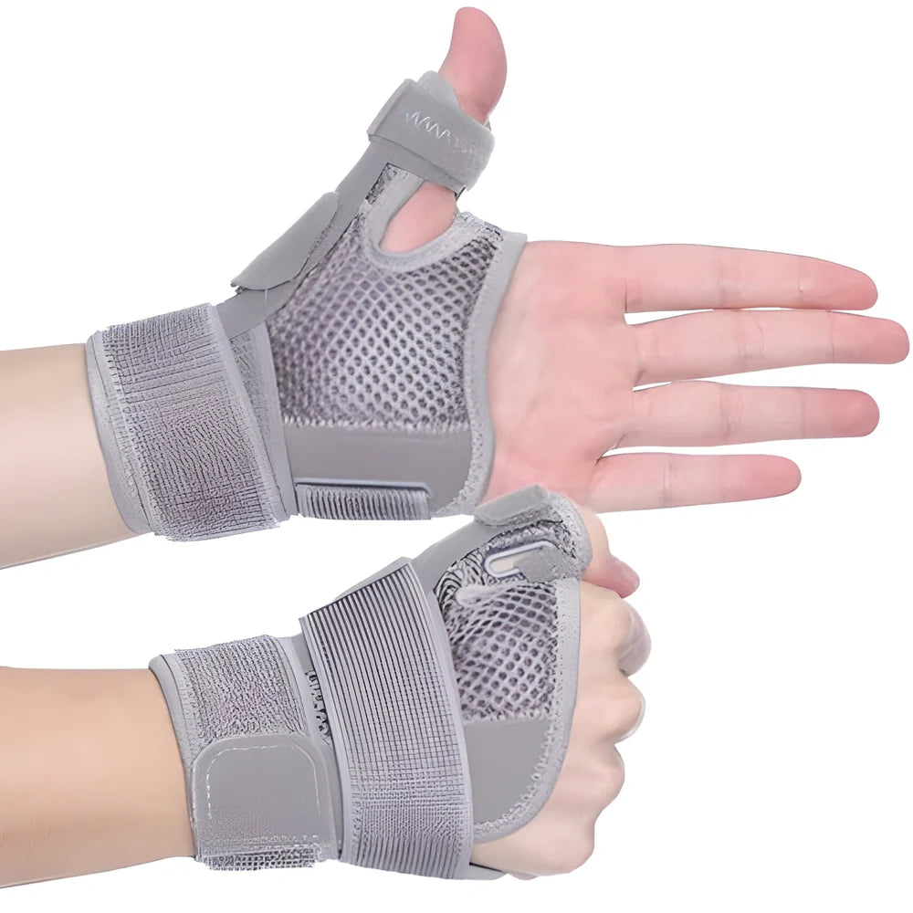 Adjustable wrist and thumb support brace with flexible splint for tendinitis, arthritis, and carpal tunnel relief