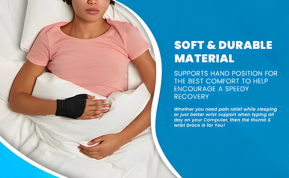 Adjustable wrist and thumb support brace with flexible splint for tendinitis, arthritis, and carpal tunnel relief