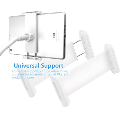 Adjustable tablet and phone stand with gooseneck design for flexible positioning and hands-free use