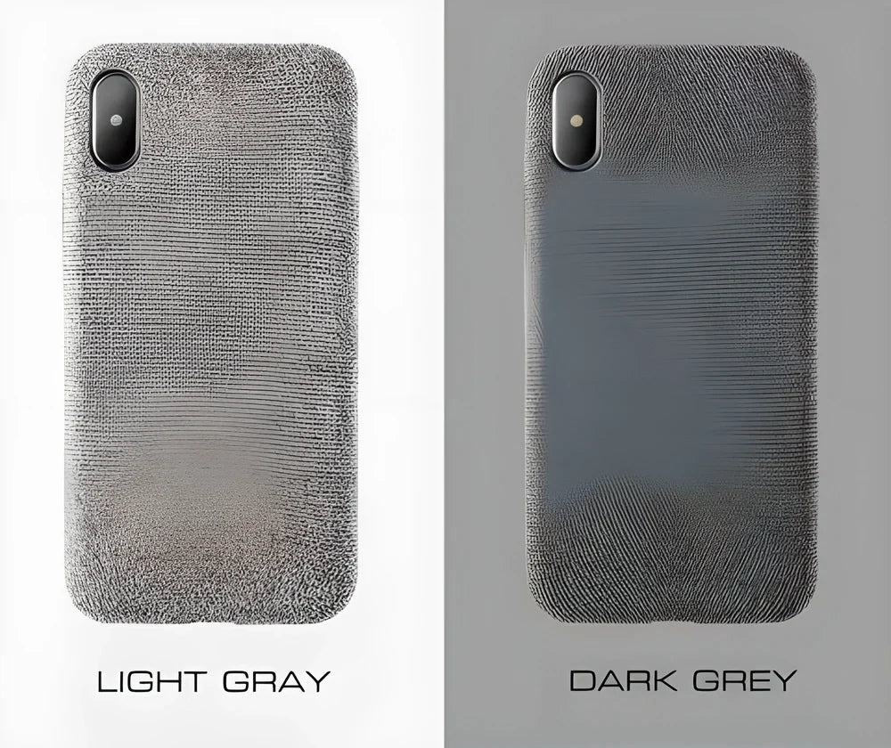 FLOVEME Textile Cloth iPhone Case in dark grey color, featuring a unique and stylish design for enhanced protection and sophisticated elegance.