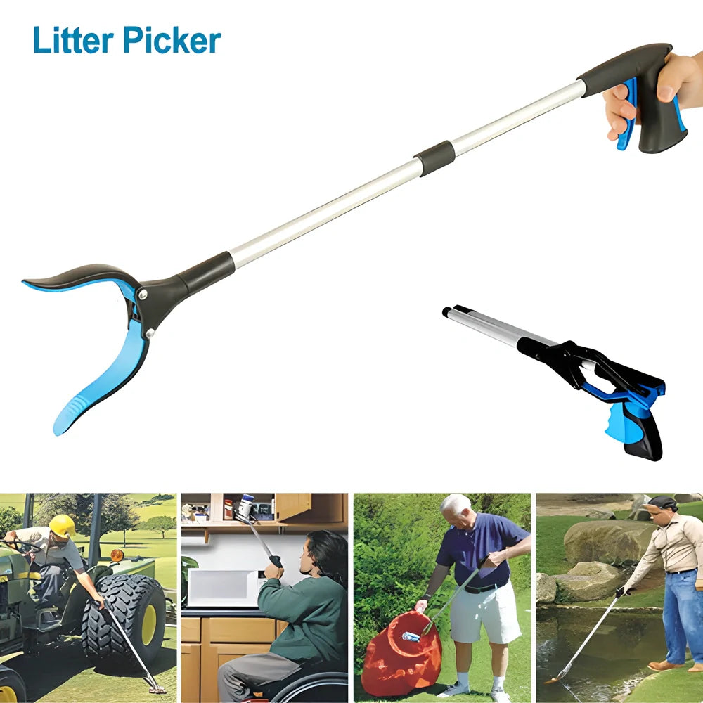 Easy-Reach™ Foldable Grabber Stick with 26-inch extended reach, 90-degree rotating and locking jaw, and soft, non-slip grip for secure item retrieval