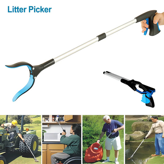 Easy-Reach™ Foldable Grabber Stick with 26-inch extended reach, 90-degree rotating and locking jaw, and soft, non-slip grip for secure item retrieval