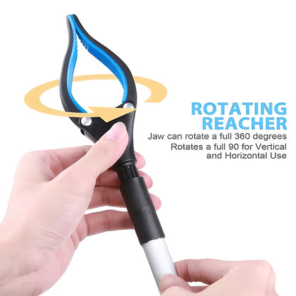 Easy-Reach™ Foldable Grabber Stick with 26-inch extended reach, 90-degree rotating and locking jaw, and soft, non-slip grip for secure item retrieval