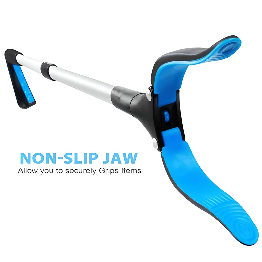 Easy-Reach™ Foldable Grabber Stick with 26-inch extended reach, 90-degree rotating and locking jaw, and soft, non-slip grip for secure item retrieval