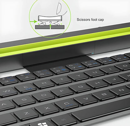 Portable wireless Bluetooth rolly keyboard with folding design and built-in device stand for tablets and smartphones