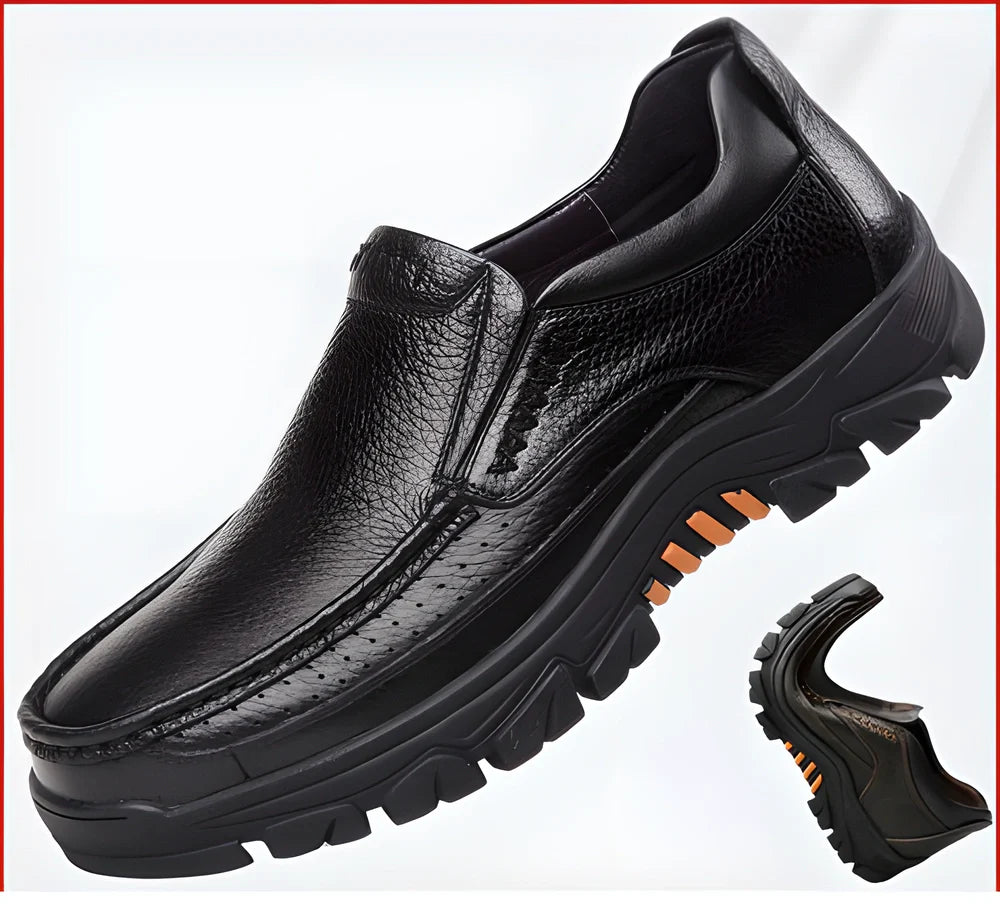 Genuine leather casual loafers for men with a sleek, streamlined silhouette and slip-on design for easy wear and all-day comfort.