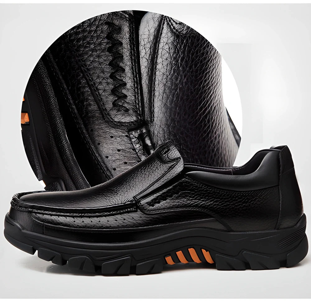 Genuine leather casual loafers for men with a sleek, streamlined silhouette and slip-on design for easy wear and all-day comfort.