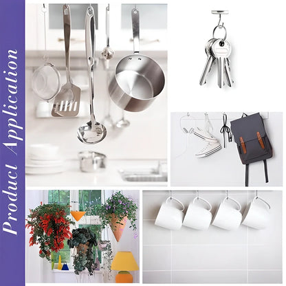 Sturdy magnetic hooks in black and silver colors, capable of holding up to 3kg of weight on any magnetic surface.