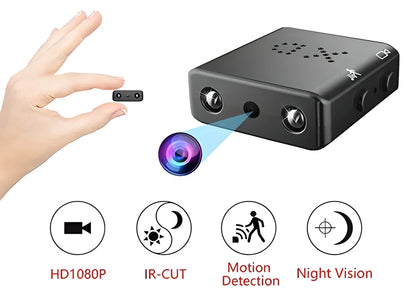 HomeSecurity HD 1080P Night Vision & Motion Detection Mini Camera Recorder for Home, Office, or Vehicle Security Surveillance