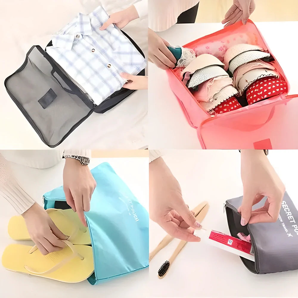 Indigo Travel Cubes - Premium Luggage Organizer Set with 6 Packing Cubes in Assorted Colors