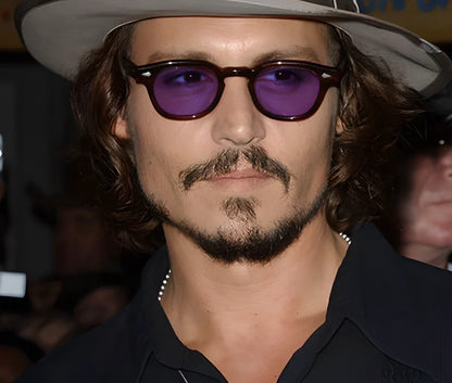 Stylish round sunglasses with photochromic, UV400 protection lenses inspired by Johnny Depp's iconic Hollywood style
