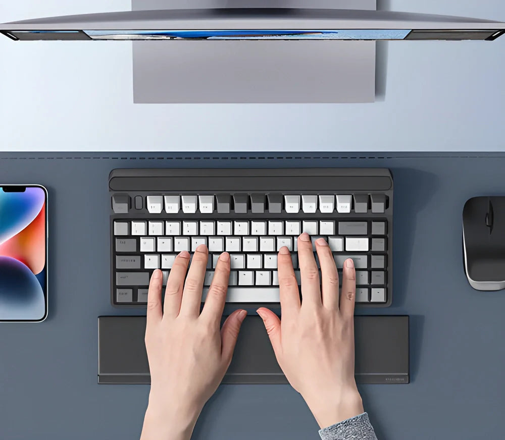 Ergonomic soft memory foam keyboard wrist rest pad with convenient storage box for desktop organization