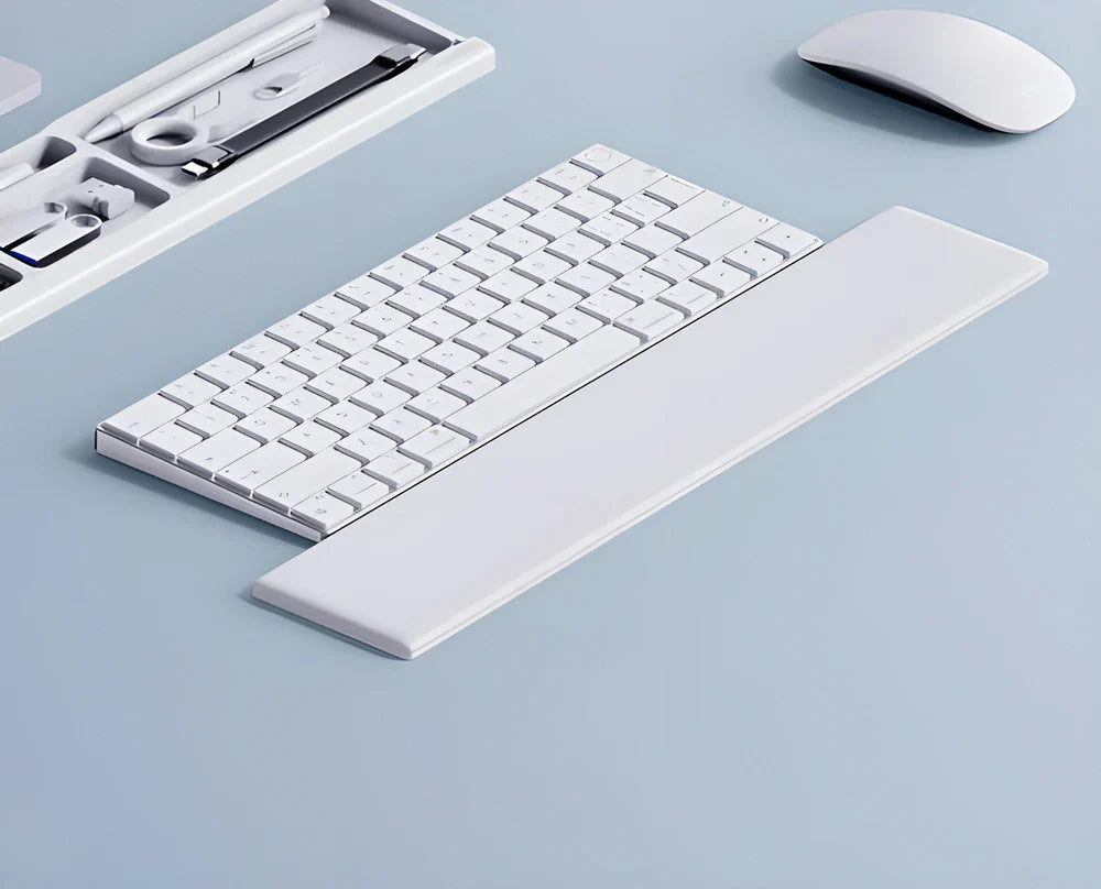 Ergonomic soft memory foam keyboard wrist rest pad with convenient storage box for desktop organization