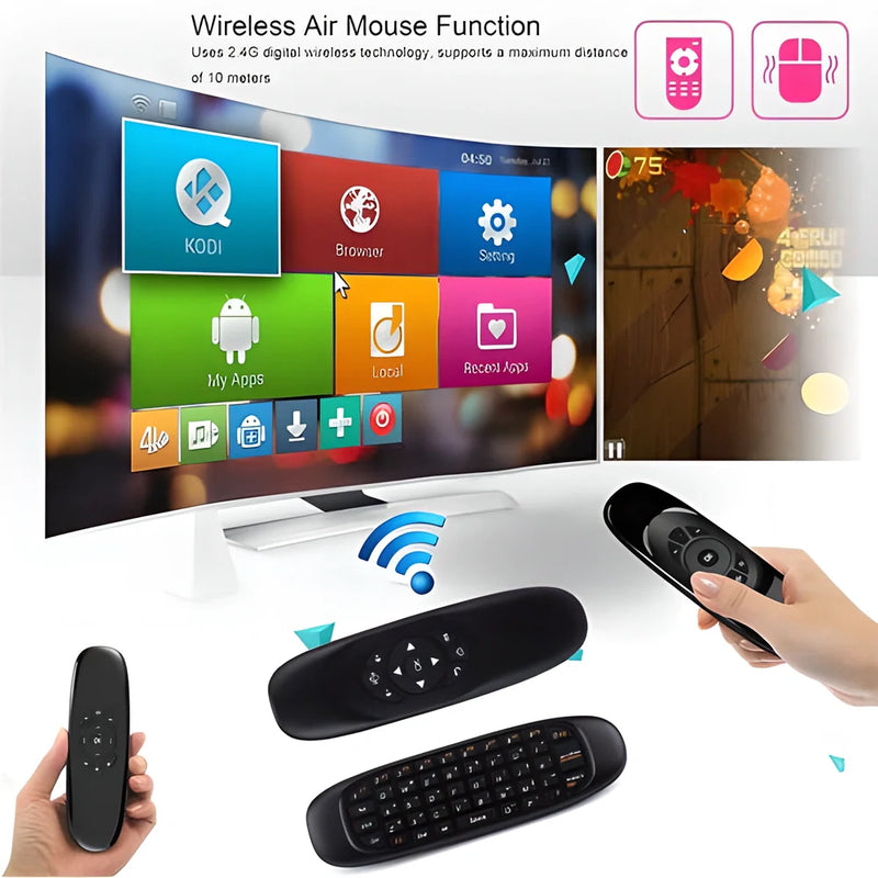 Hhomeenjoy US 3-in-1 Rechargeable Bluetooth Smart Keyboard, Mouse and Remote Control