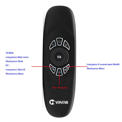 Keymote™ C120 BT Smart Air-Mouse - 3-in-1 wireless keyboard, air mouse, and smart remote control