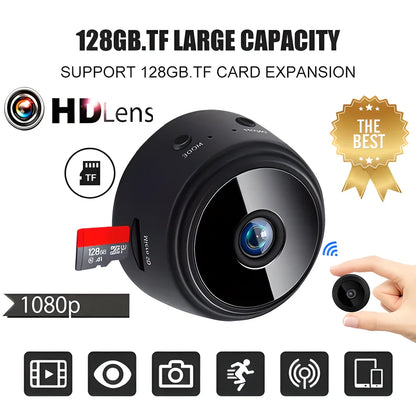 Discreet 1080P HD wireless security camera with 150-degree wide-angle lens, 5-meter night vision, and remote control capabilities