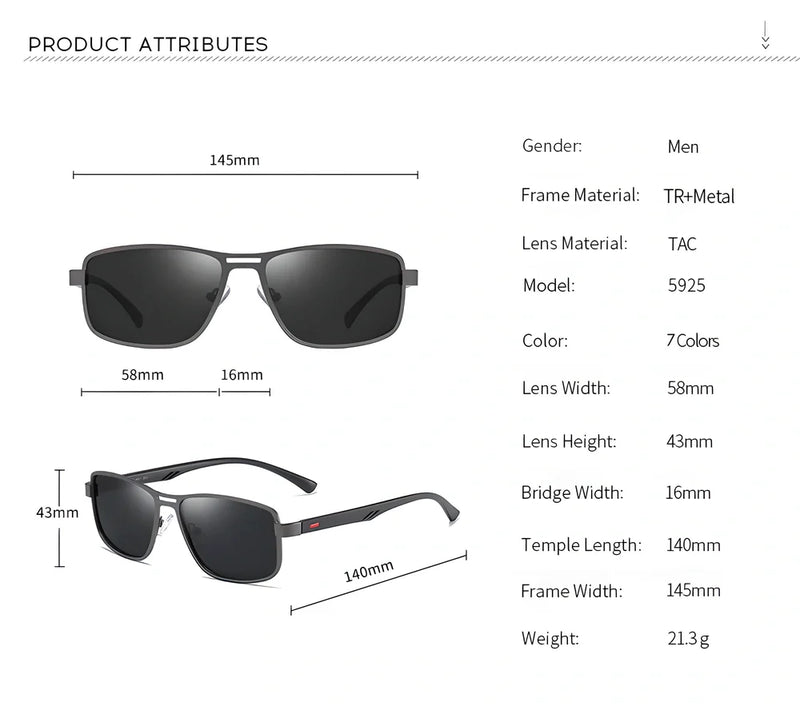 Hhomeenjoy Premium Metal Squared Polarized Sunglasses for Men