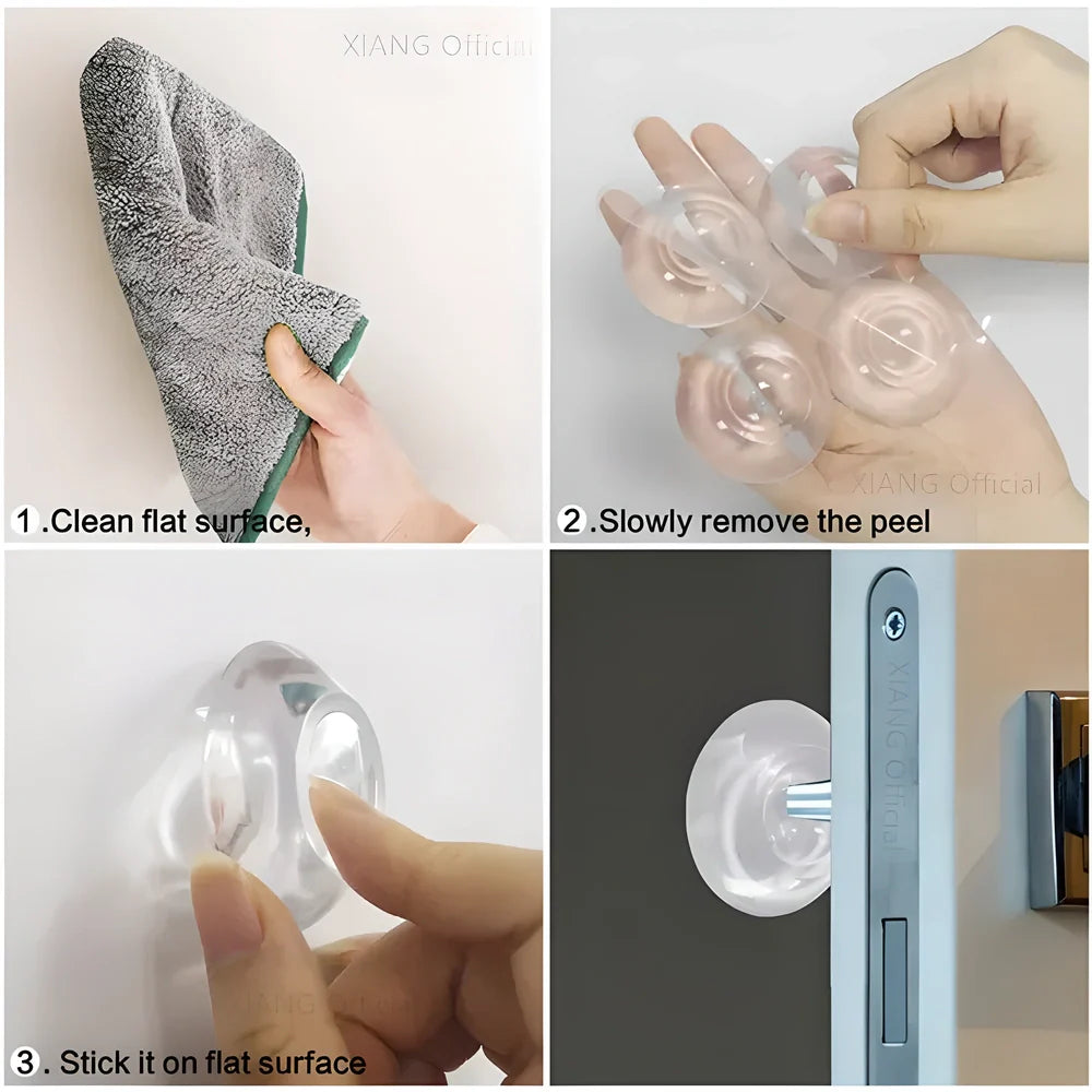 Soft silicone door handle wall protector set with transparent design for elegant, discreet protection