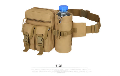 Durable tactical water bottle holder with adjustable waist belt, made from high-quality nylon for outdoor activities