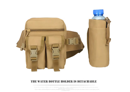 Durable tactical water bottle holder with adjustable waist belt, made from high-quality nylon for outdoor activities