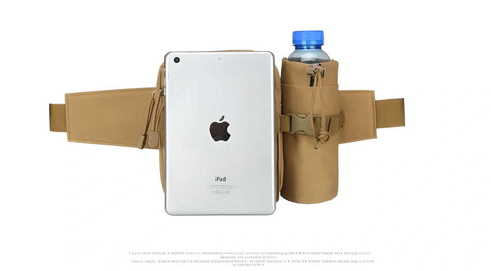 Durable tactical water bottle holder with adjustable waist belt, made from high-quality nylon for outdoor activities