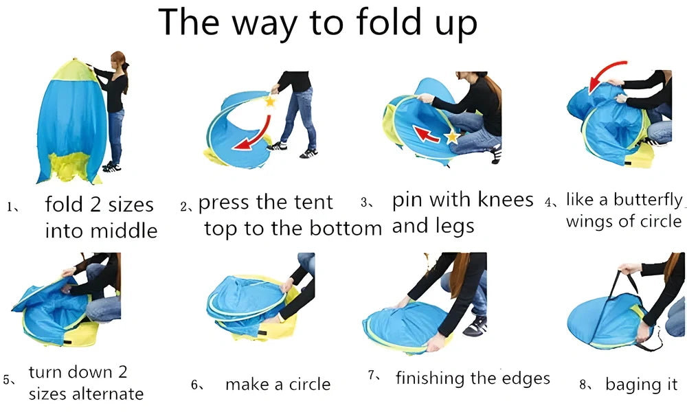 ProPop™ Anti-UV Pop-Up Tent in various color options, with a compact folded size and quick setup design for outdoor use.