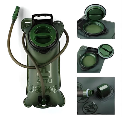 2L TPU Hydration System in army green color, designed for outdoor activities and active lifestyles