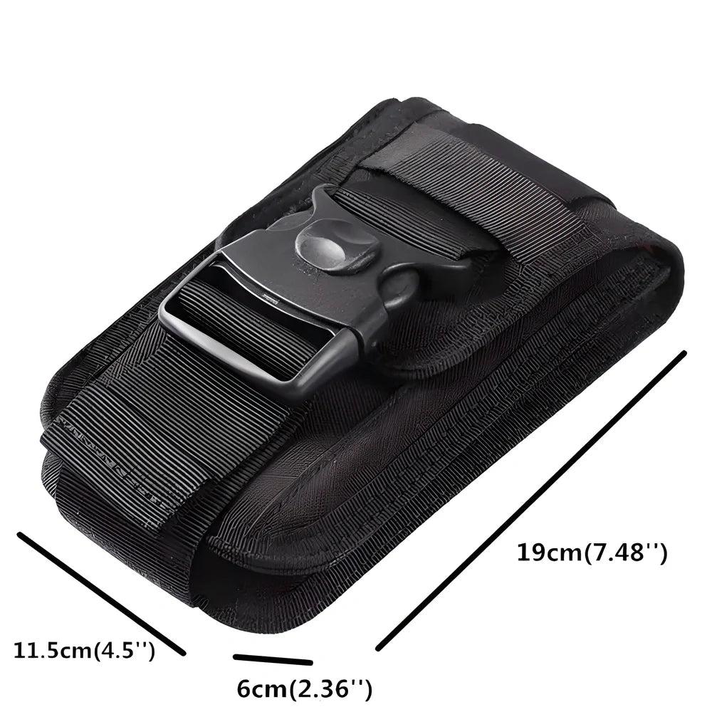 Tactical Molle Phone Pouch with Card Slots and Money Pockets in Black, Brown, and Desert Colors